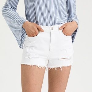 American Eagle White Distressed Jean Short